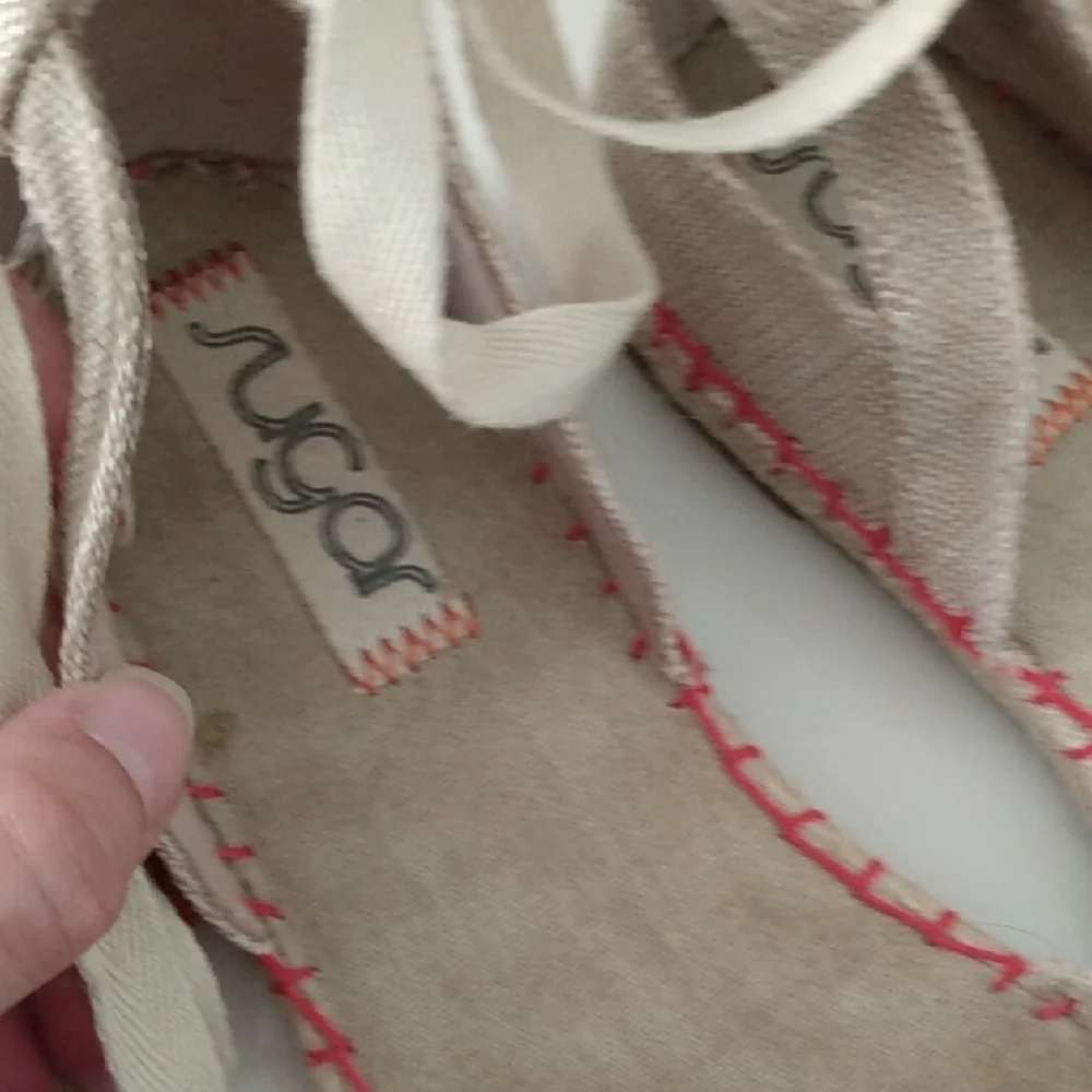 Sugar Beige Tie Ankle Lace Espadrille Flats
